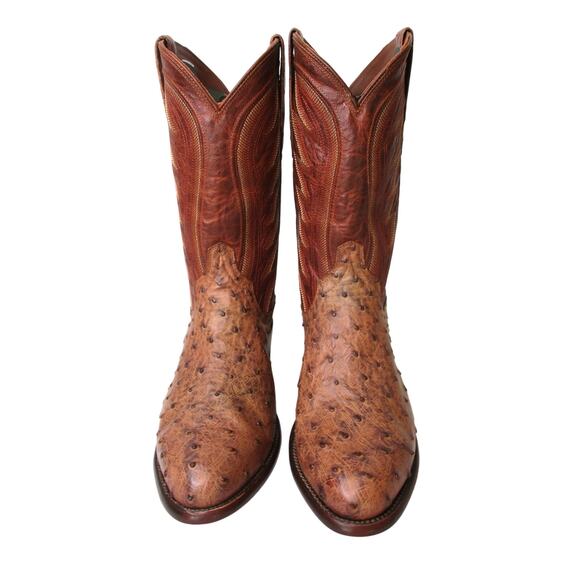 New TECOVAS The Wyatt II Russet Ostrich Leather Men 11.5D Western Cowboy Boots - Picture 4 of 12